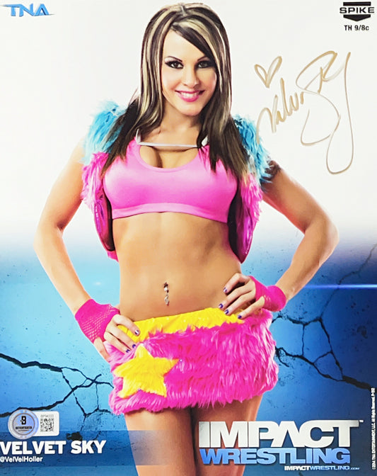 Velvet Sky Autographed Pink Outfit 8x10 Beckett