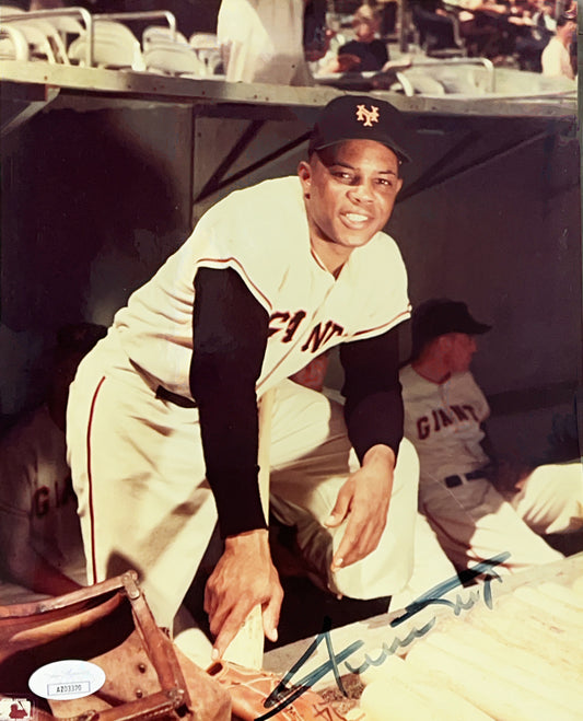 Willie Mays Autographed San Francisco Giants Dugout 8x10 JSA