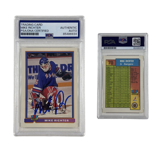 1991 Mike Richter Autographed Bowman Topps #70 Authentic Auto