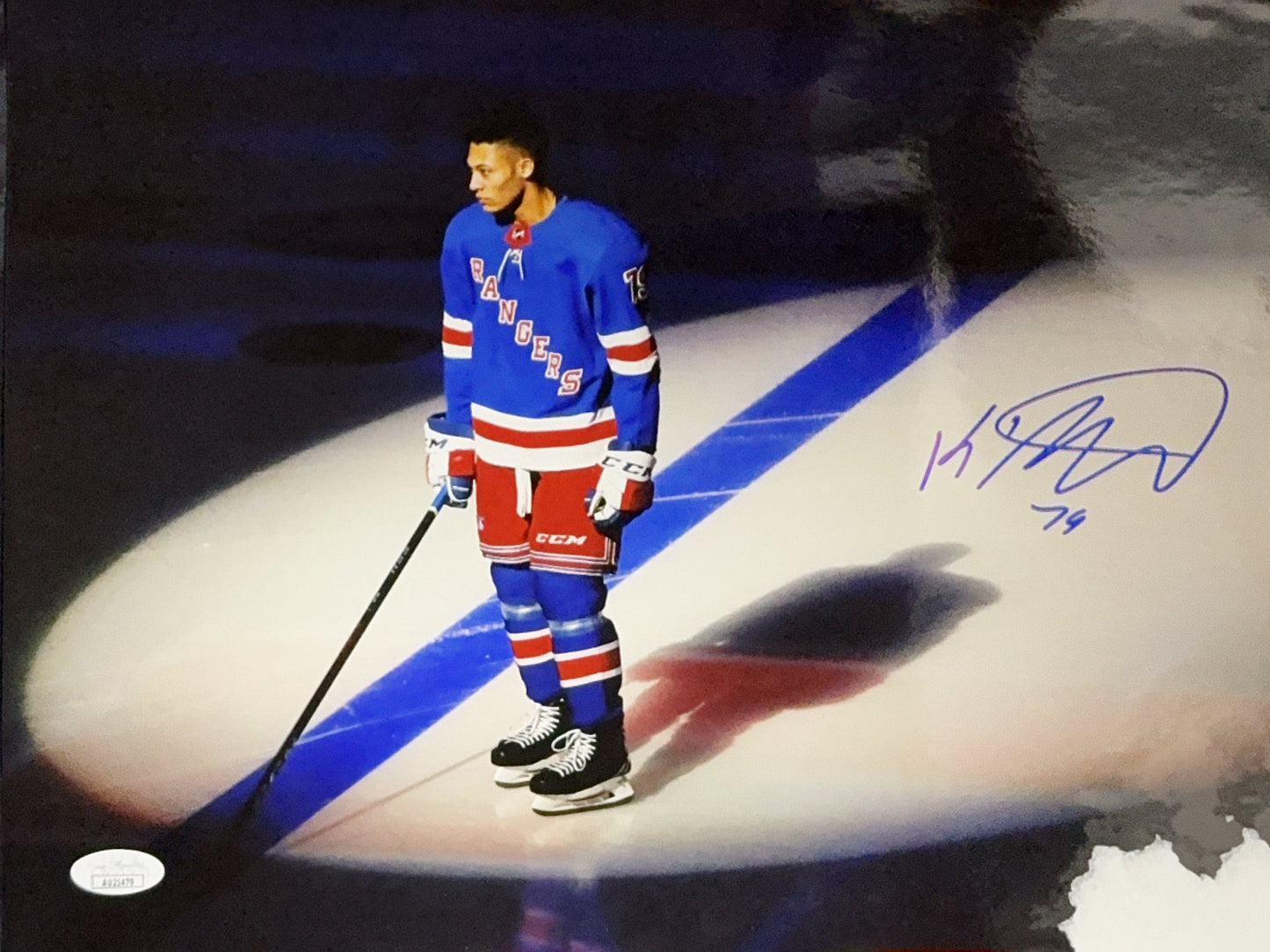 K'andre Miller Autographed New York Rangers Horizontal 11x14 JSA