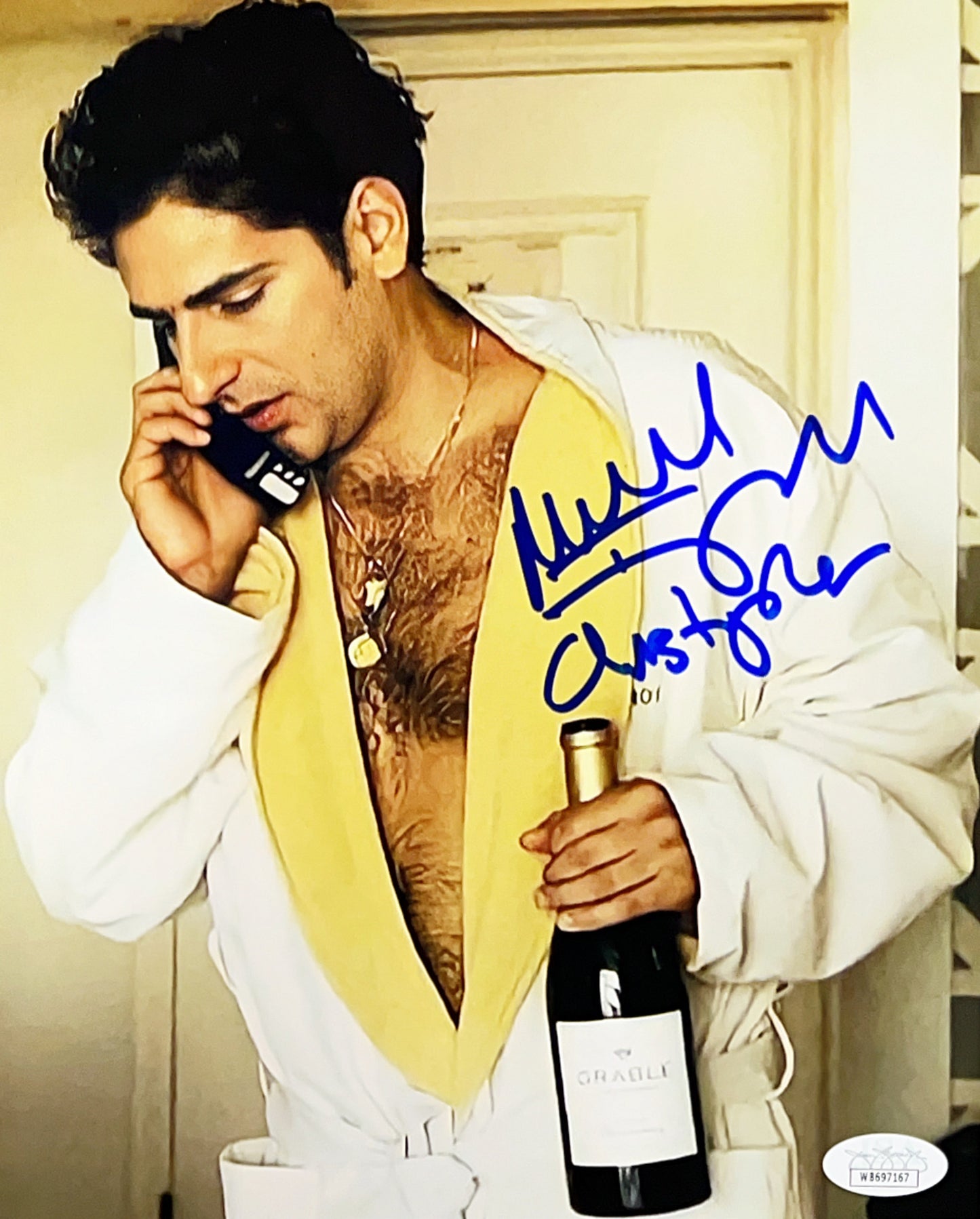 Michael Imperioli Autographed The Sopranos Holding Champagne 8x10 JSA - Unframed