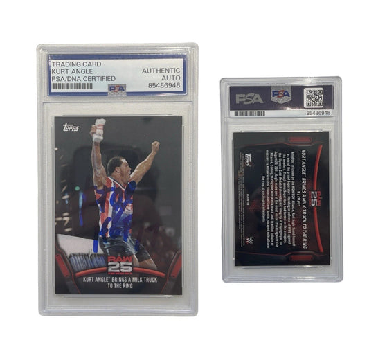 2018 Kurt Angle Autographed WWE Raw 25 Years Topps Raw-16 PSA Authentic Auto