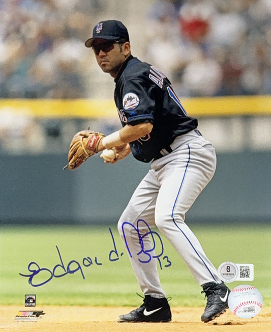 Edgardo Alfonzo Autographed New York Mets Fielding 8x10 Beckett