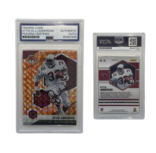 2021 Ottis Anderson Autographed Panini Mosaic Orange Reactive #10 PSA Auto Auth