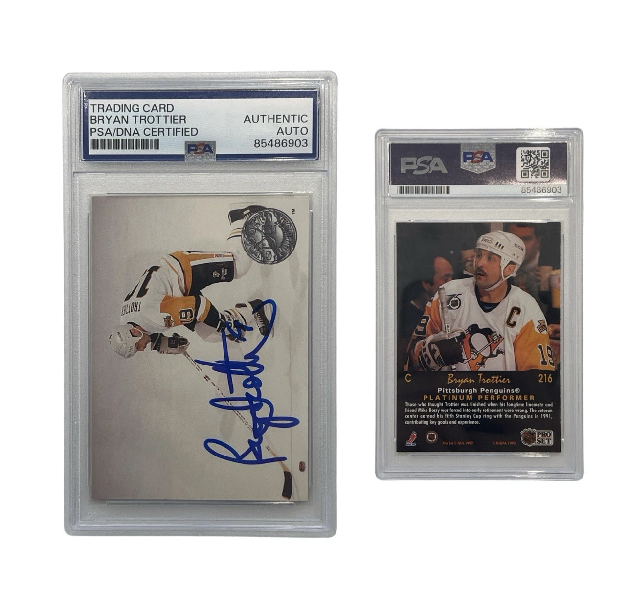 1992 Bryan Trottier Autographed Platinum NHL Pro Set #216 PSA Authetnic Auto