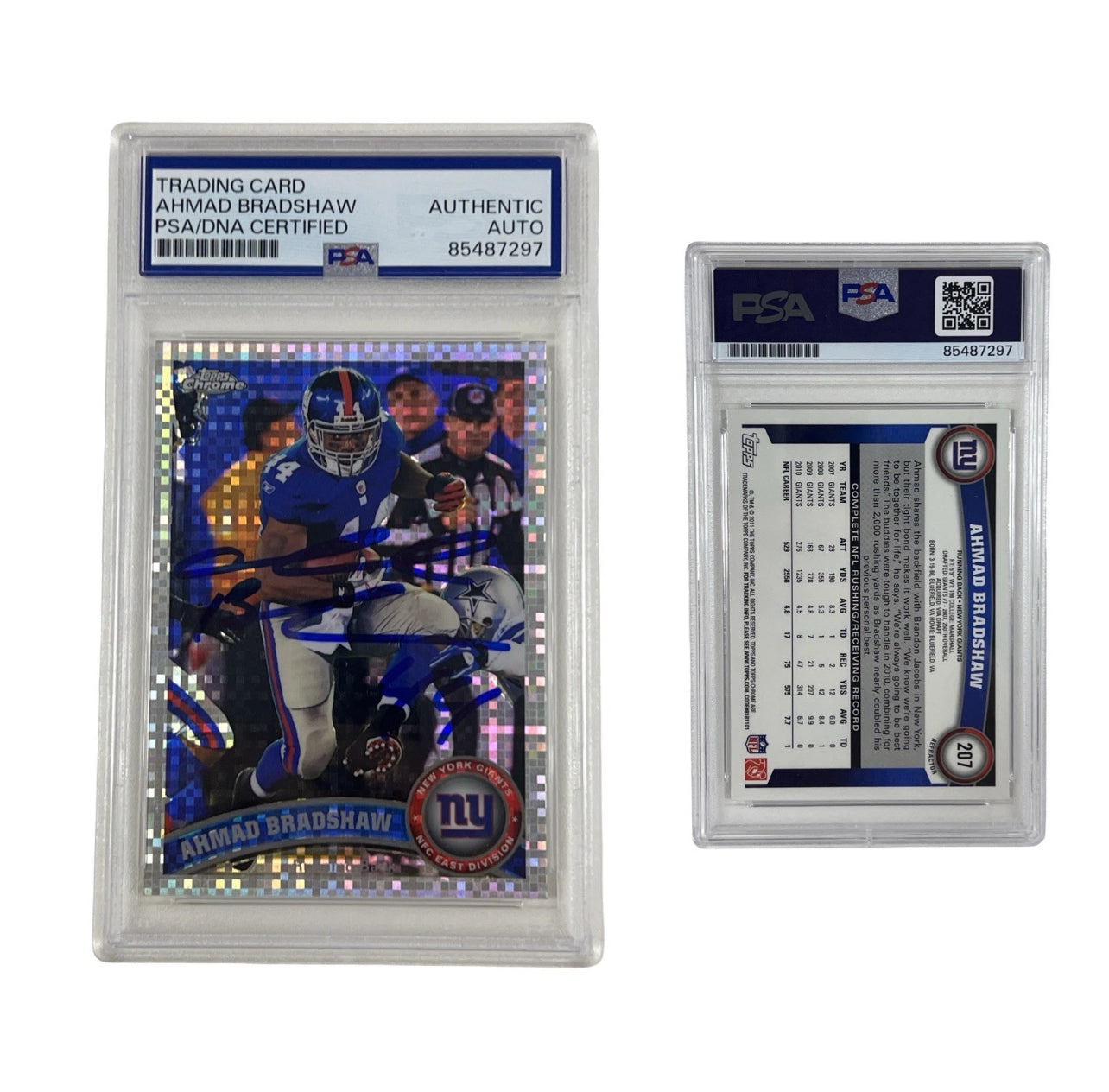 2011 Ahmad Bradshaw Autographed Topps Chrome Refractor #207 Authentic Auto