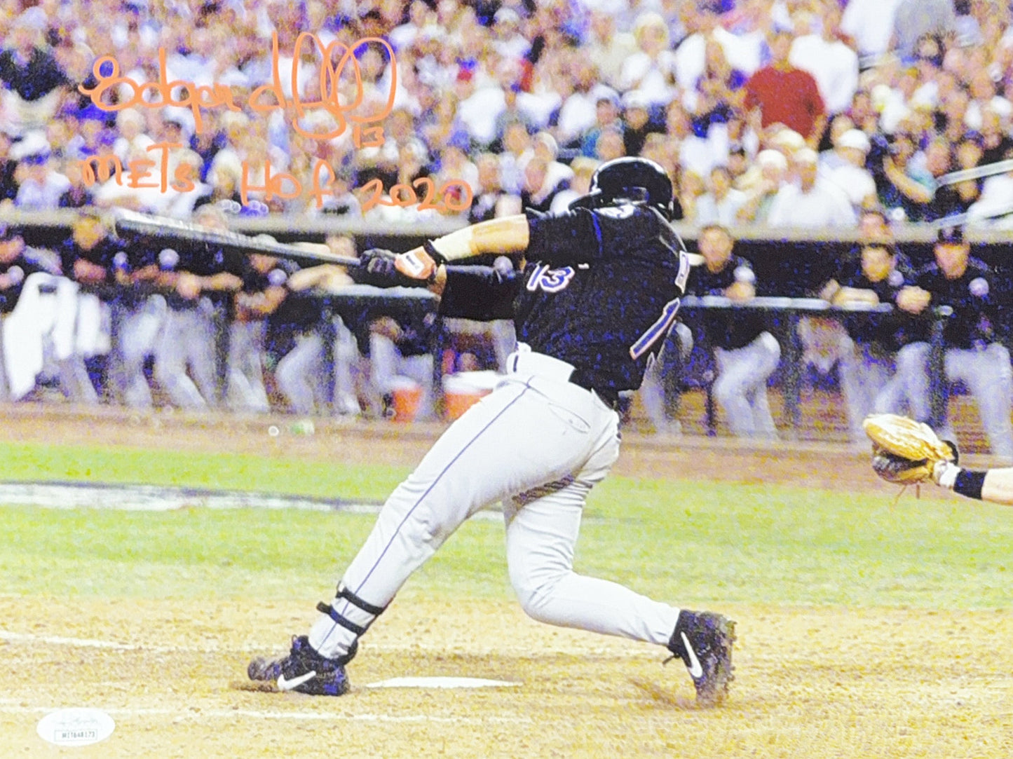 Edgardo Alfonzo Autographed New York Mets Black Jersey Mets HOF 2020 11x14 JSA