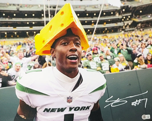 Sauce Gardner Autographed New York Jets Cheese Head 16x20 Beckett
