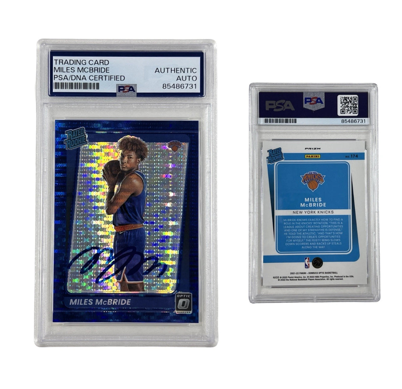 2022 Miles McBride Autographed Rated Rookie Donruss Panini Prizm #174 Auth Auto