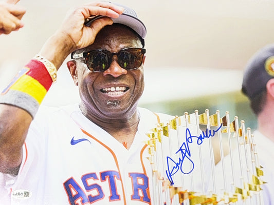 Dusty Baker Autographed Houston Astros Cap Tip 11x14 JSA