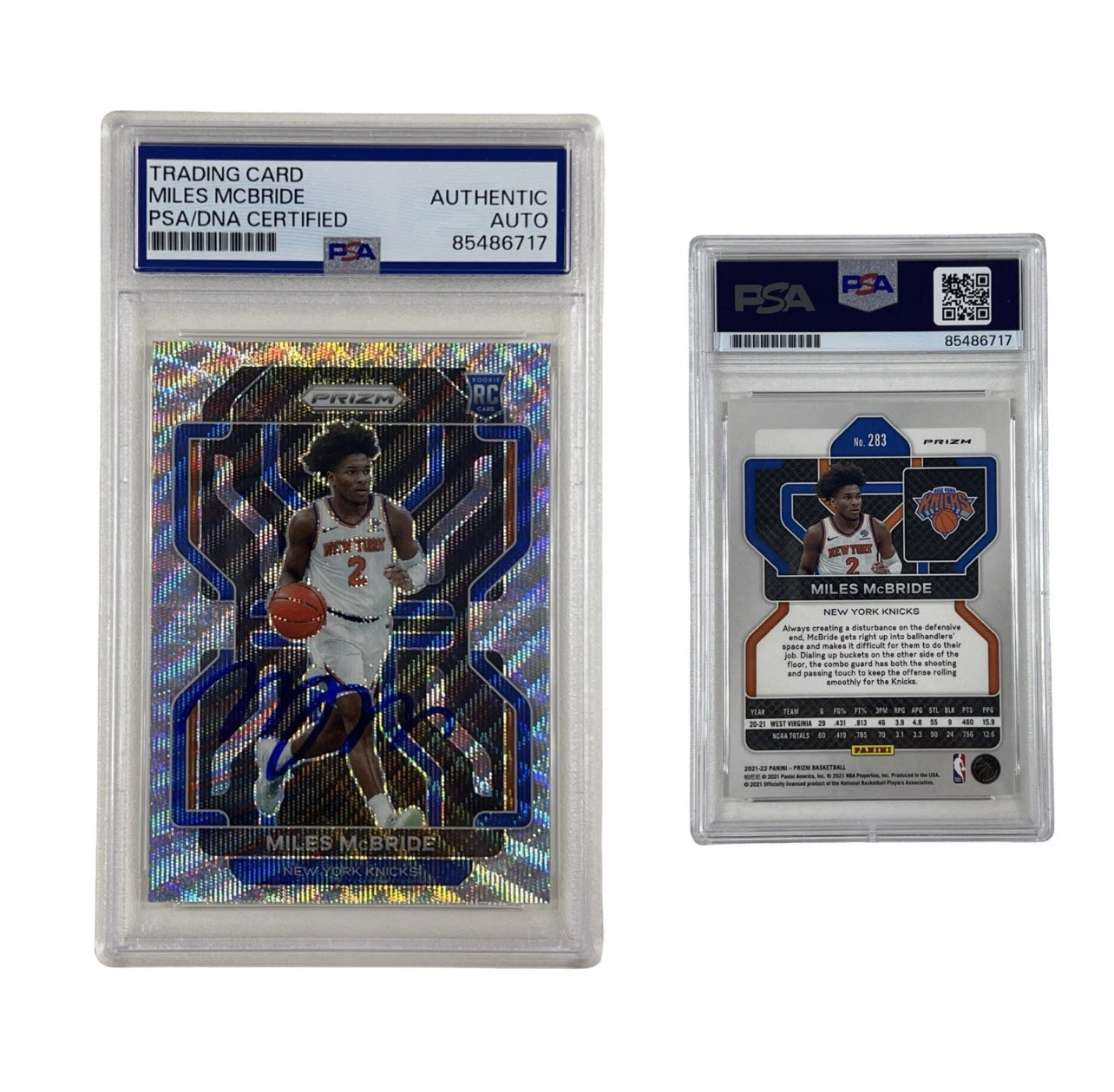 2021 Miles McBride Autographed Rookie Card Panini Prizm #283 Authentic Auto