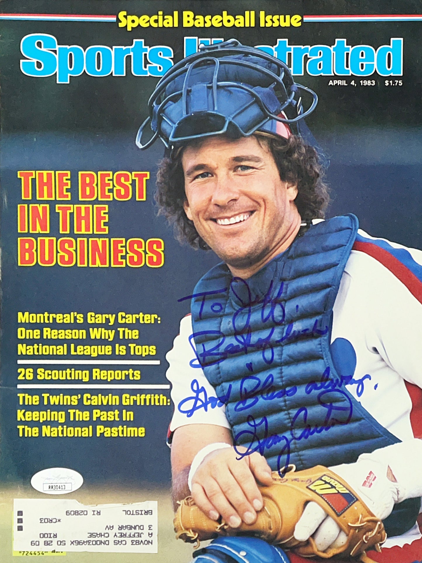 Gary Carter Autographed Sports Illustrated Cover JSA