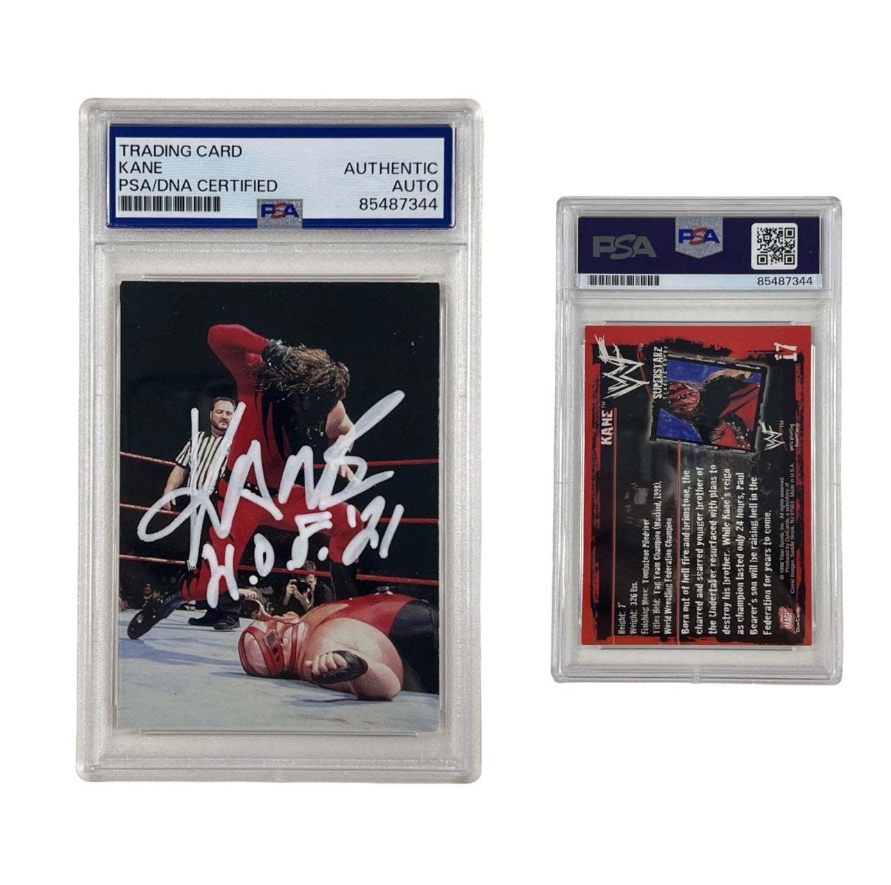 1998 Kane Autographed "H.O.F. '21" WWF Titan Sports #17 Authentic Auto