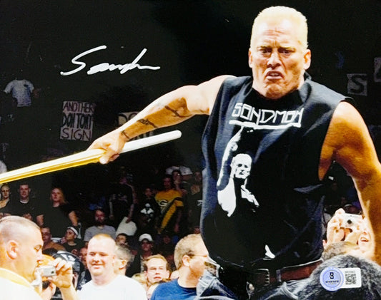 The Sandman Autographed Holding Kendo Stick 8x10 Beckett