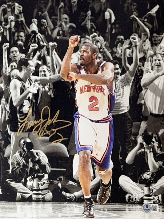 Larry Johnson Autographed New York Knicks Spotlight LJ 11x14 Beckett