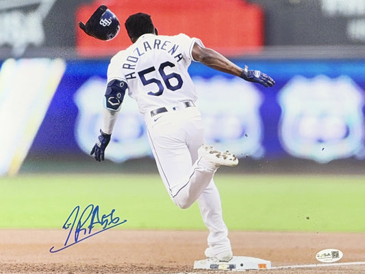 Randy Arozarena Autographed Tampa Bay Rays Rounding Bases 11x14 JSA