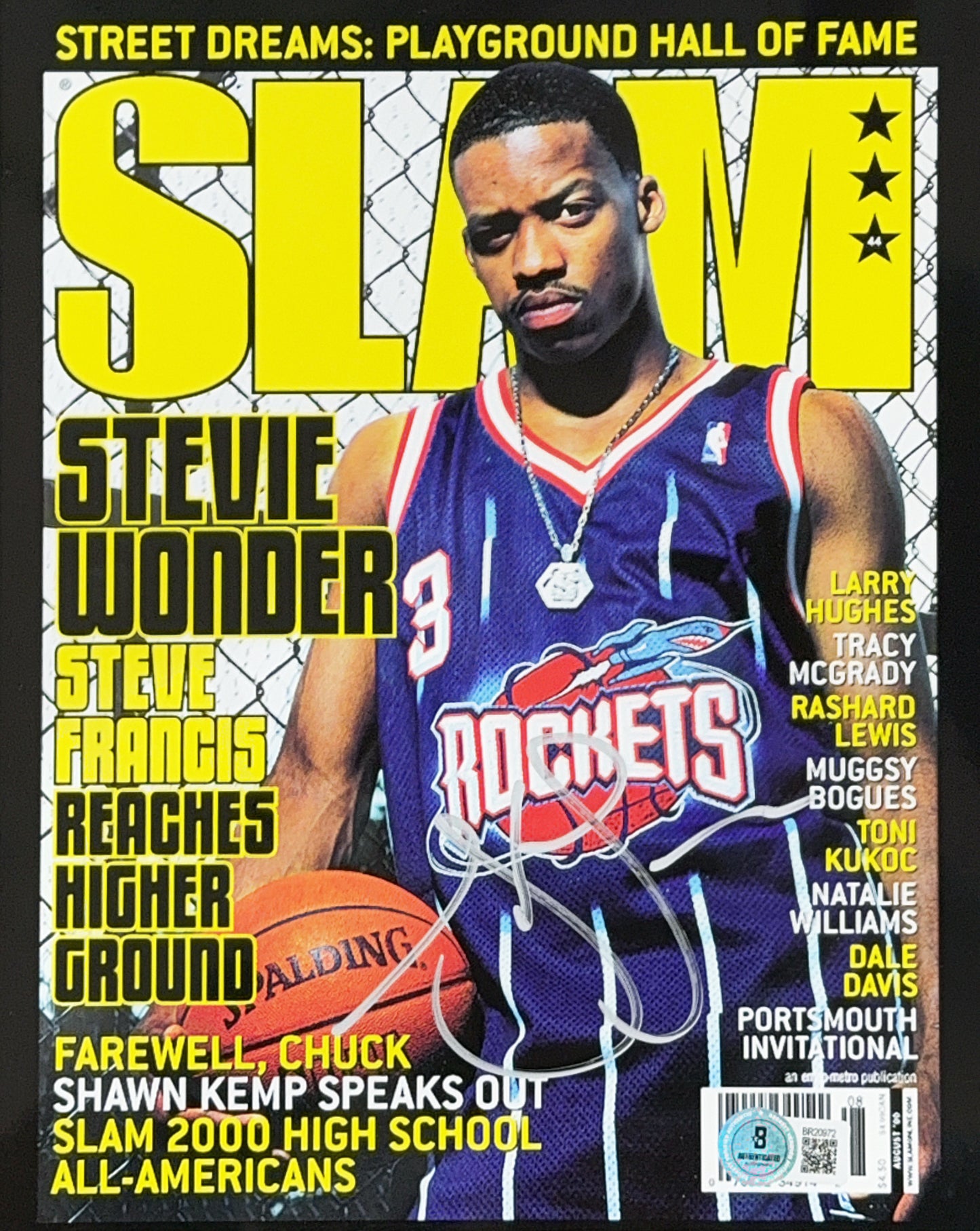Steve Francis Autographed Houston Rockets SLAM Magazine 8x10 Beckett
