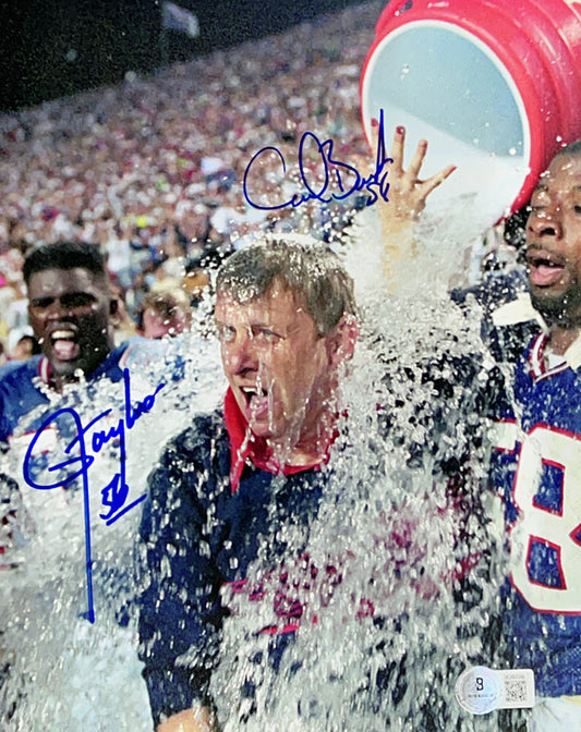 Lawrence Taylor & Carl Banks Autographed New York Giants Parcells Watercooler 8x10 Beckett