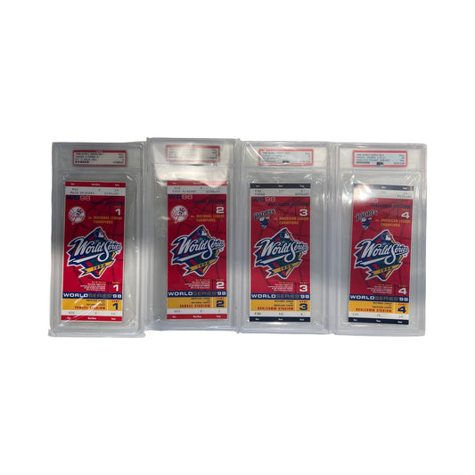 Complete Set 1998 New York Yankees World Series Tickets Slabbed PSA