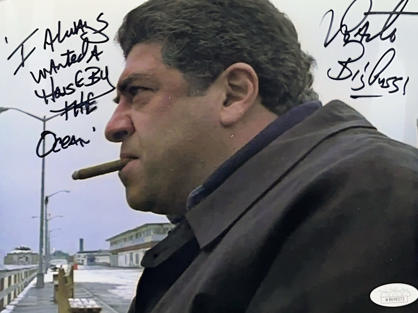 Vincent Pastore Sopranos Autographed 8x10 "Big Pussy I Always Wanted A House By The Ocean" Inscribed JSA