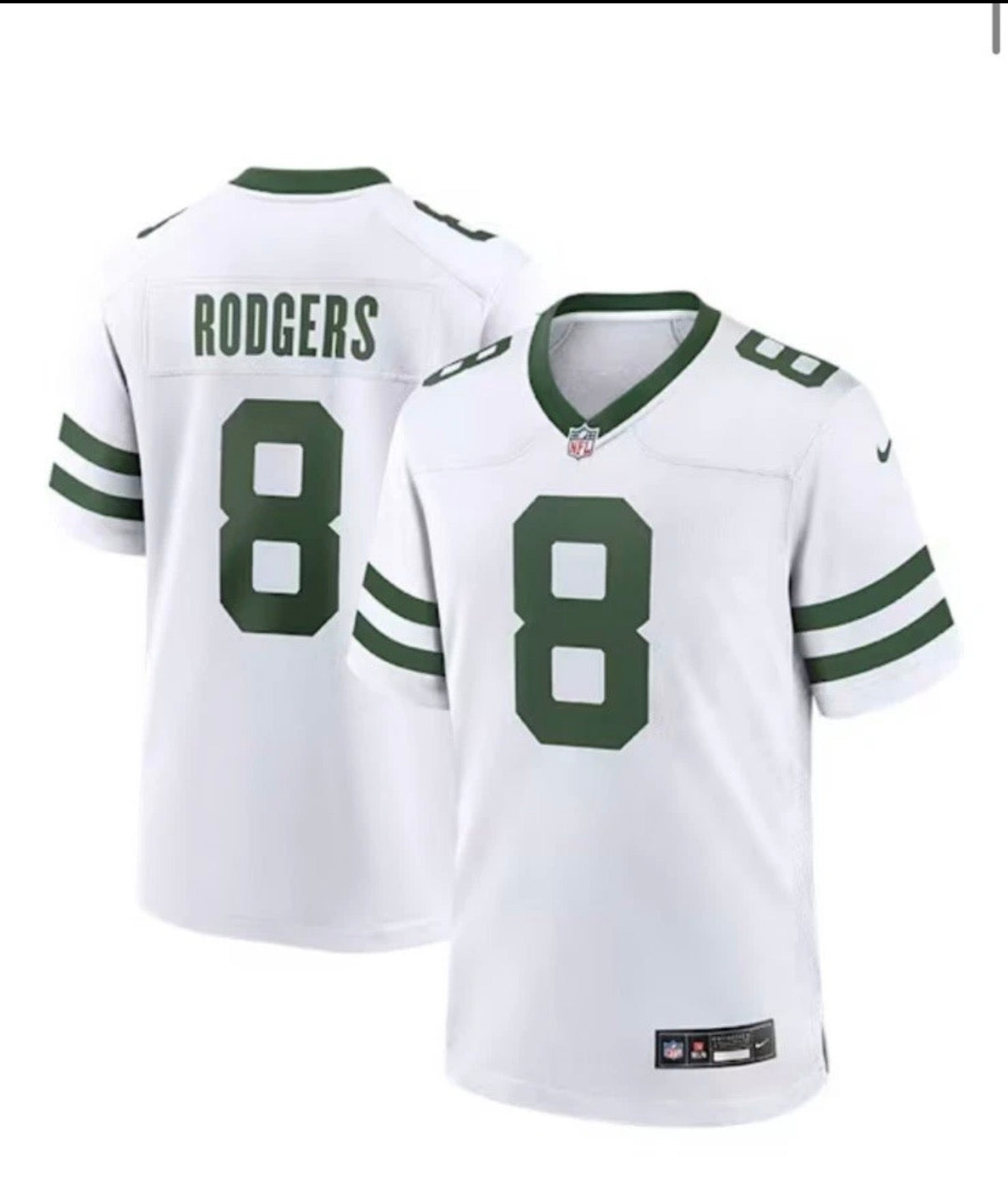 White Aaron Rodgers Nike Jets Jersey Size Large