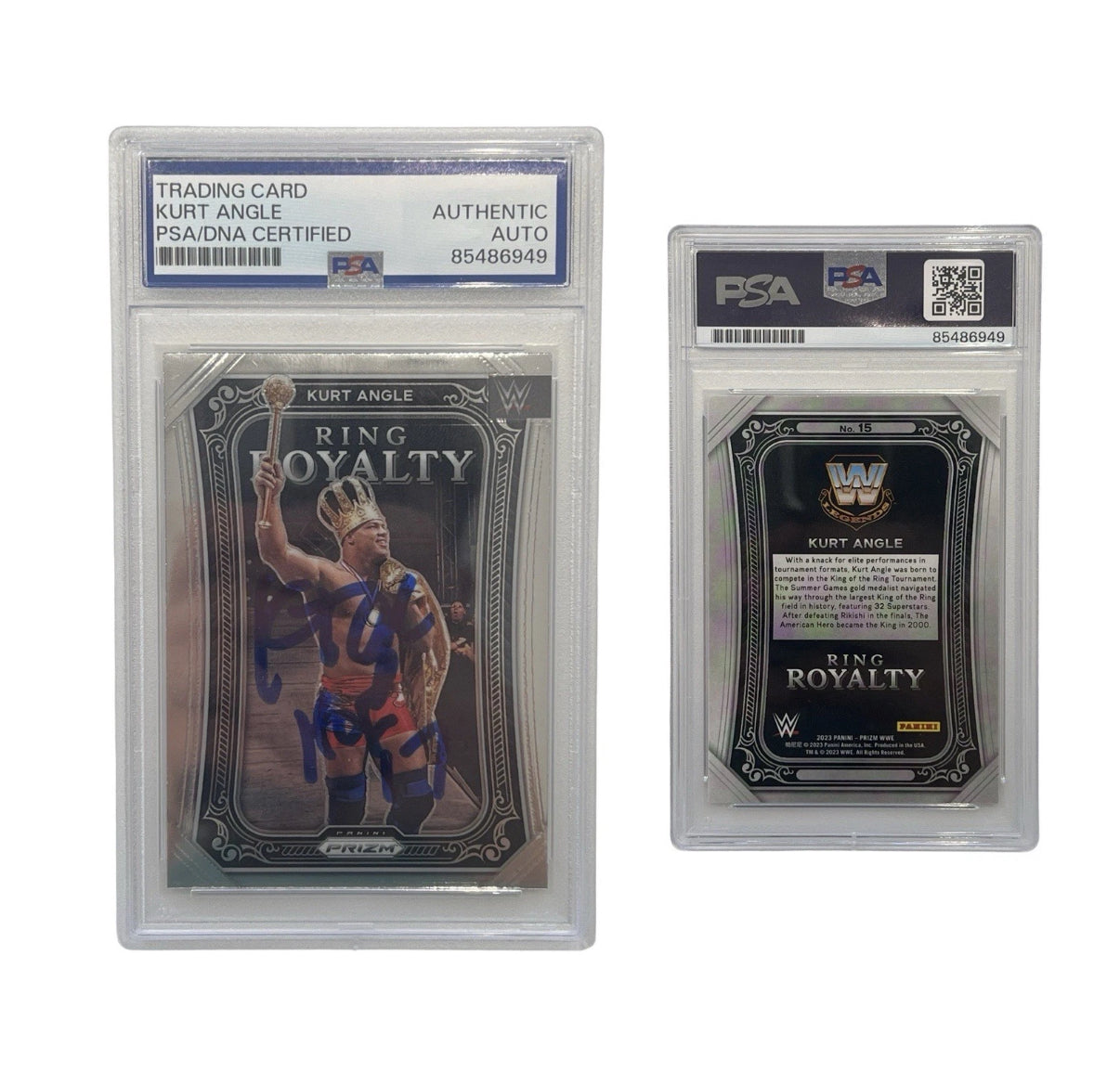 2023 Kurt Angle Autographed WWE Ring Royalty Panini Prizm #15 PSA Authentic Auto