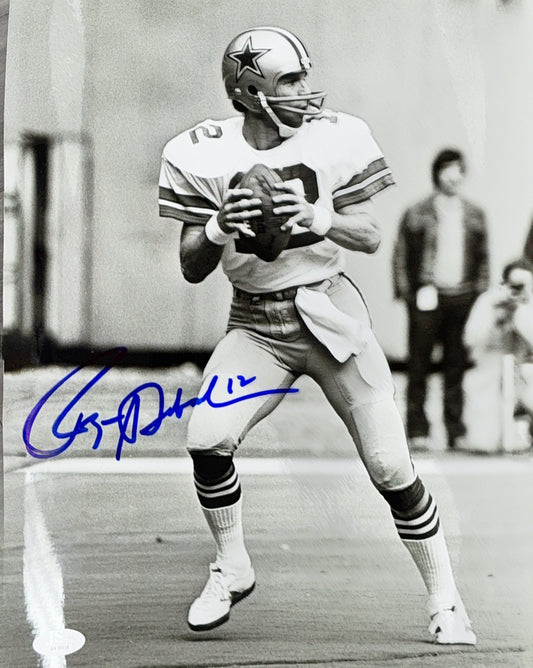Roger Staubach Autographed Dallas Cowboys B&W 11x14 JSA
