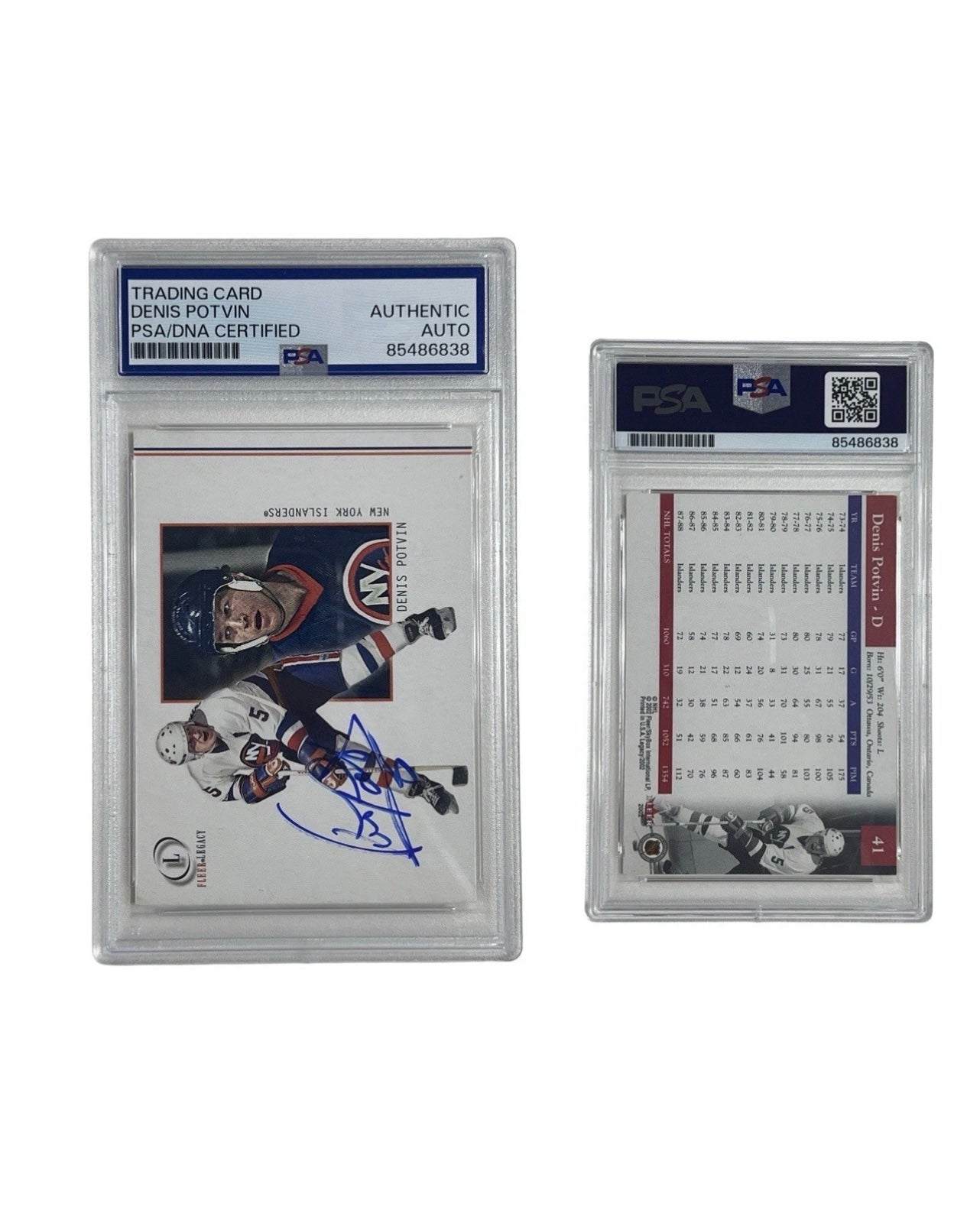 2002 Denis Potvin Autographed Fleer Legacy #41 PSA Authentic Auto