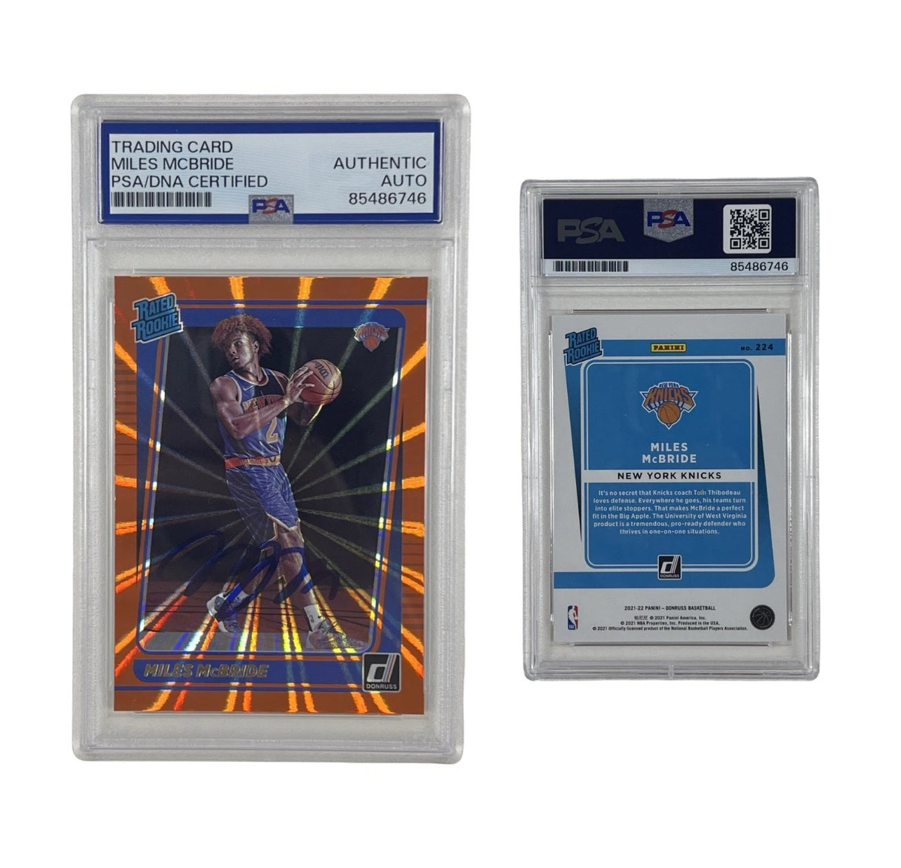 2021 Miles McBride Signed Rated Rookie Reflective Orange Donruss #224 Auth Auto