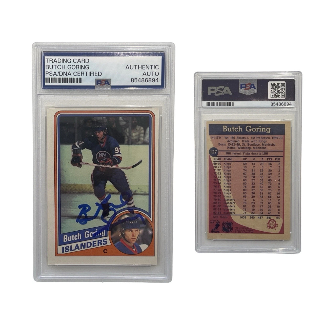 1984 Butch Goring Autographed O-Pee-Chee #127 PSA Authentic Auto