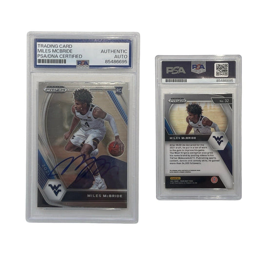 2021 Miles McBride Autographed West Virginia Panini Prizm #32 PSA Authentic Auto
