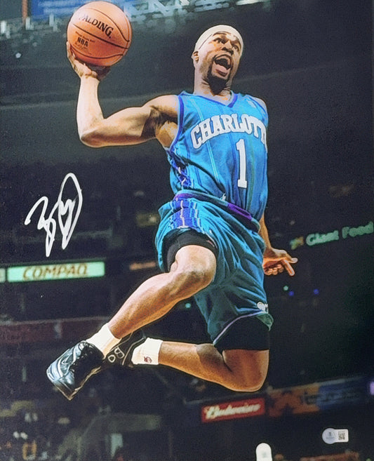 Baron Davis Autographed Charlotte Hornets Dunk 16x20 Beckett