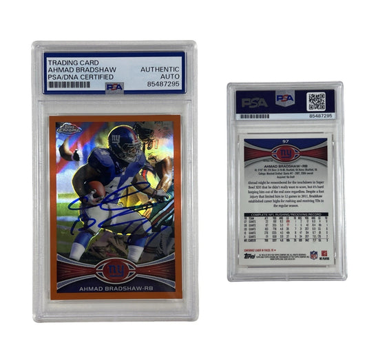 2012 Ahmad Bradshaw Autographed Topps Chrome Orange Refractor #97 Authentic Auto