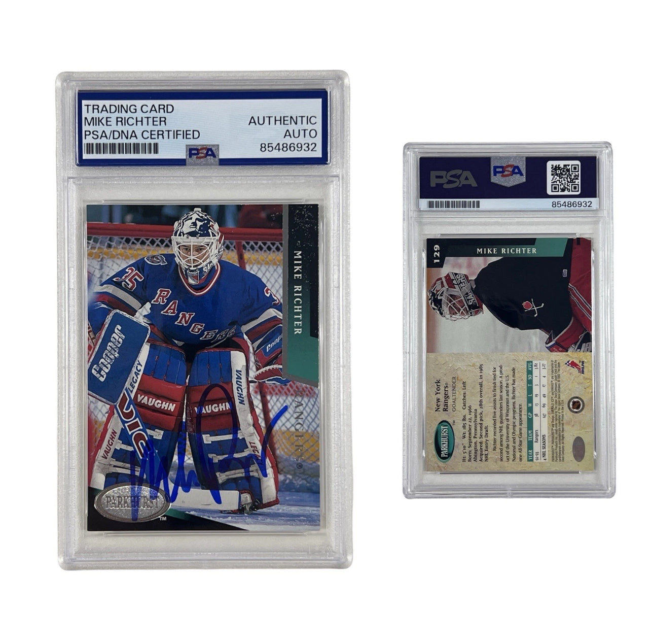 1993 Mike Richter Autographed Parkhurst #129 Authentic Auto