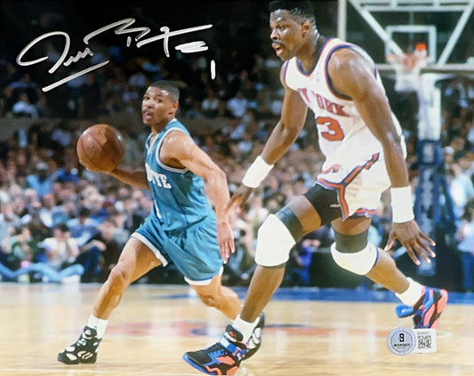Muggsy Bogues Autographed Charlotte Hornets Against Ewing 8x10 Beckett
