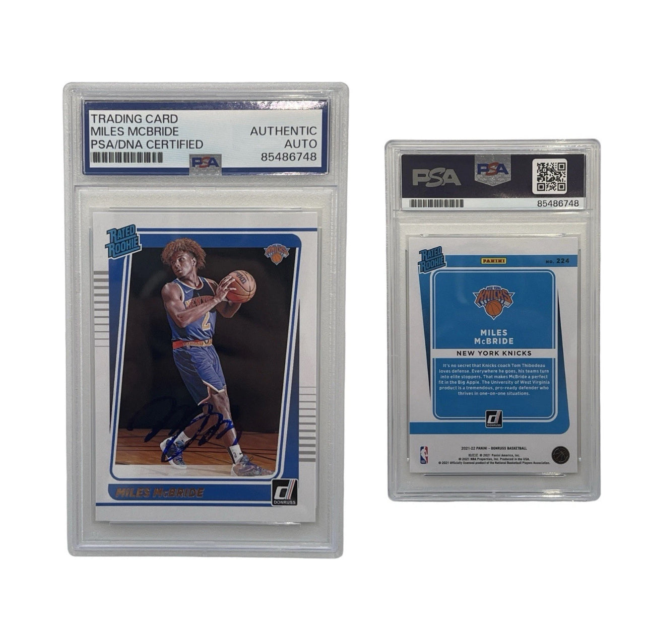 2021 Miles McBride Autographed Rated Rookie DonRuss #224 PSA Auth Auto