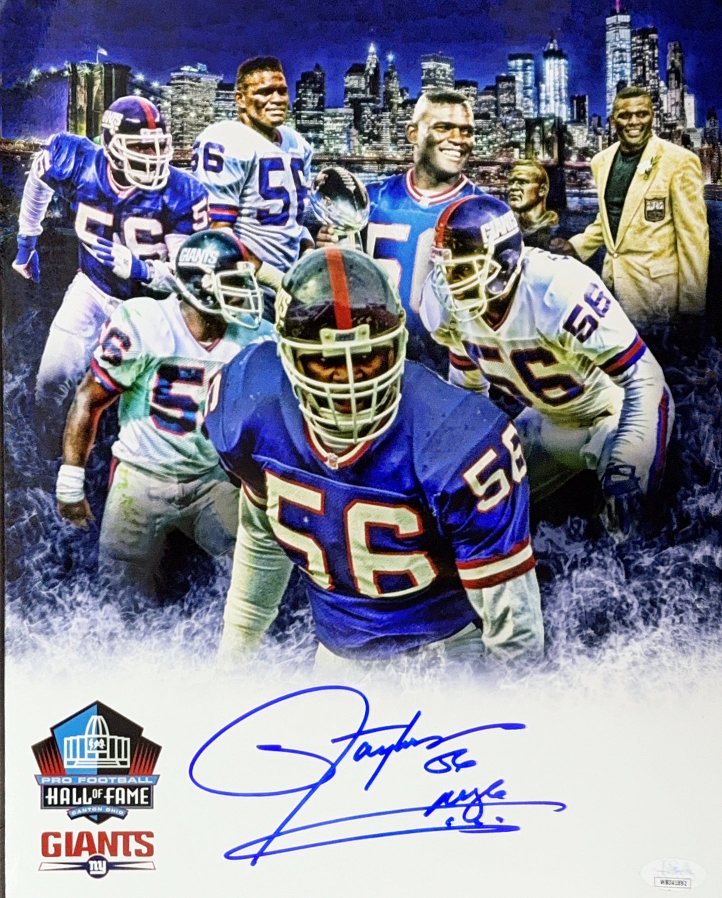 Lawrence Taylor Autographed New York Giants Hall of Fame Collage 11x14 JSA