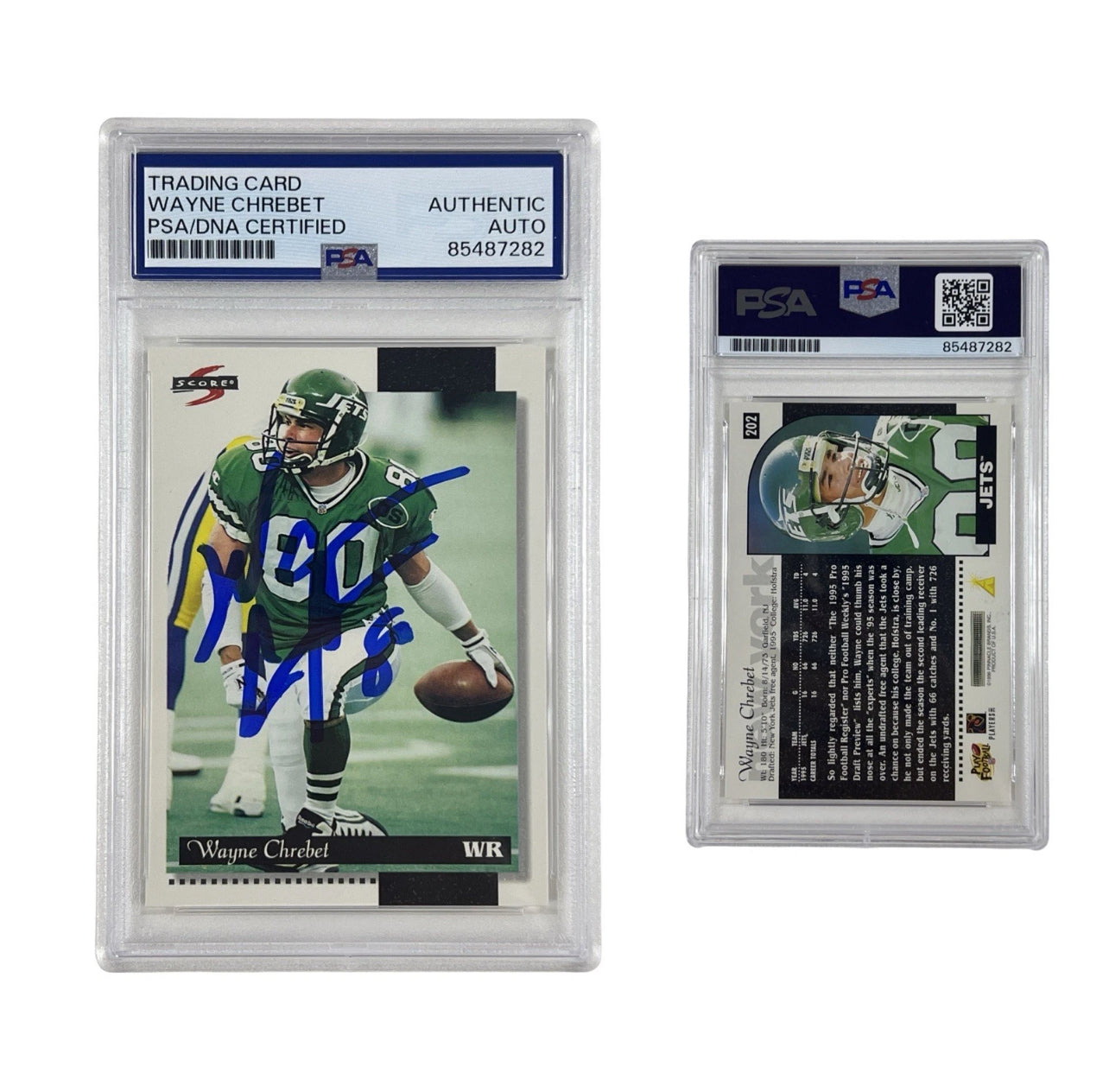 1996 Wayne Chrebet Autographed Score Pinnacle #202 Authentic Auto