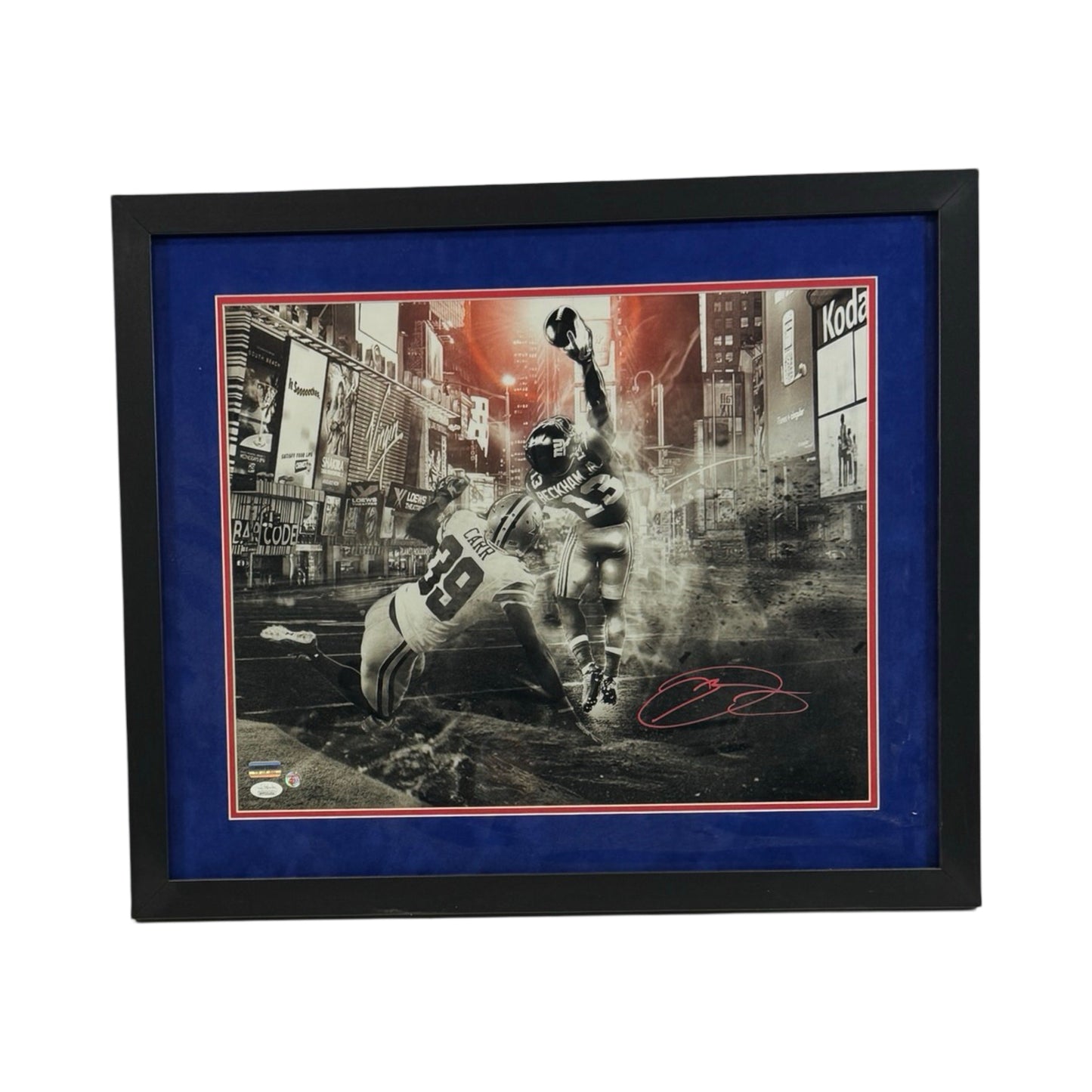 Odell Beckham Jr Autographed New York Giants The Catch 16x20 City Edit JSA - Framed