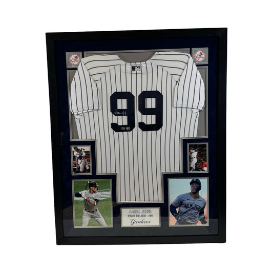 Aaron Judge Autographed New York Yankees Framed Pinstripe Authentic Jersey Fanatics/MLB