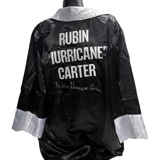 Rubin "Hurricane" Carter Autographed Black Boxing Robe ASI