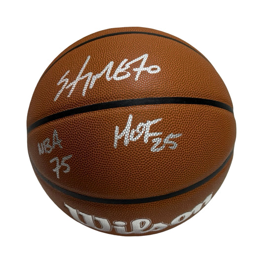 Carmelo Anthony Autographed 75 Anniversary Mitchell and Ness Wilson Basketball Fanatics