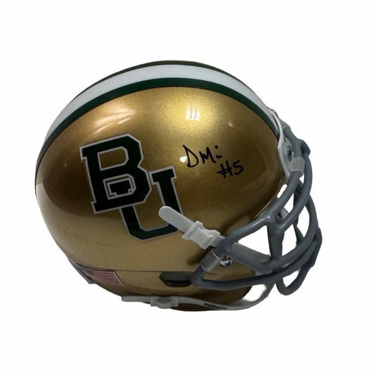 Denzel Mims Autographed Baylor Bears Gold Schutt Mini Helmet JSA