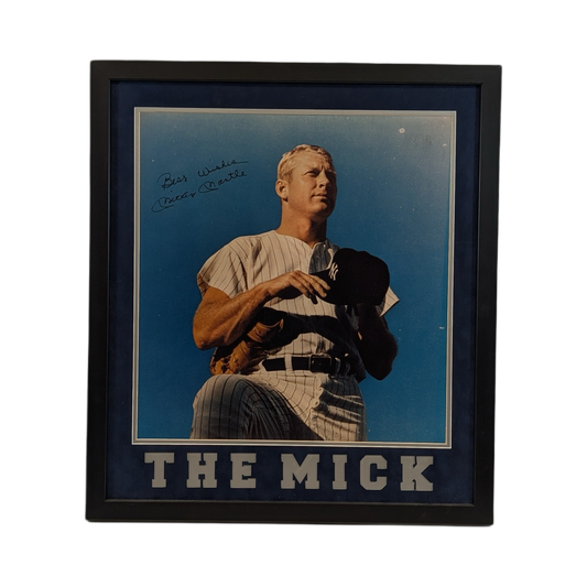 Mickey Mantle Autographed New York Yankees Framed 18x20 "Best Wishes" JSA