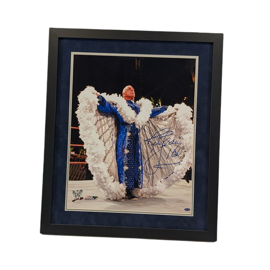 Ric Flair Autographed WWF/WWE White & Blue Robe Framed 16x20 "16X" Inscription Leaf