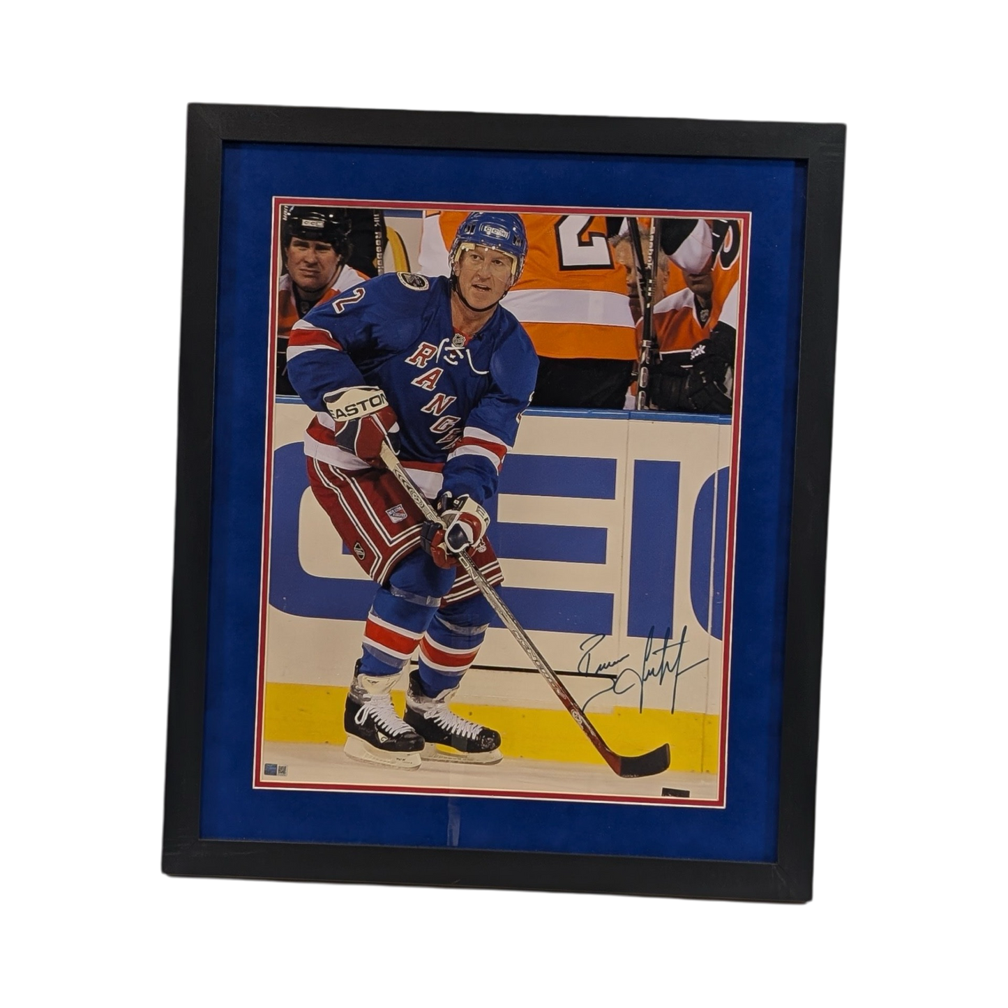 Brian Leetch Autographed New York Rangers Pass Framed 16x20 Steiner CX
