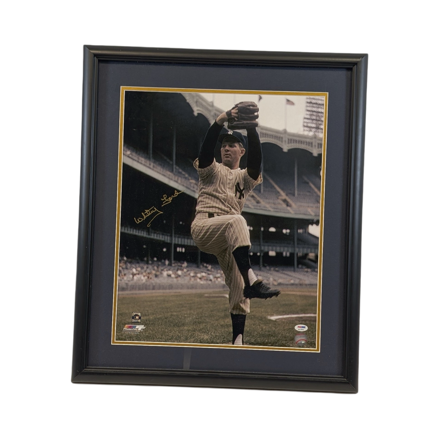 Whitey Ford Autographed New York Yankees Framed 16x20 PSA