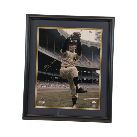 Whitey Ford Autographed New York Yankees Framed 16x20 PSA