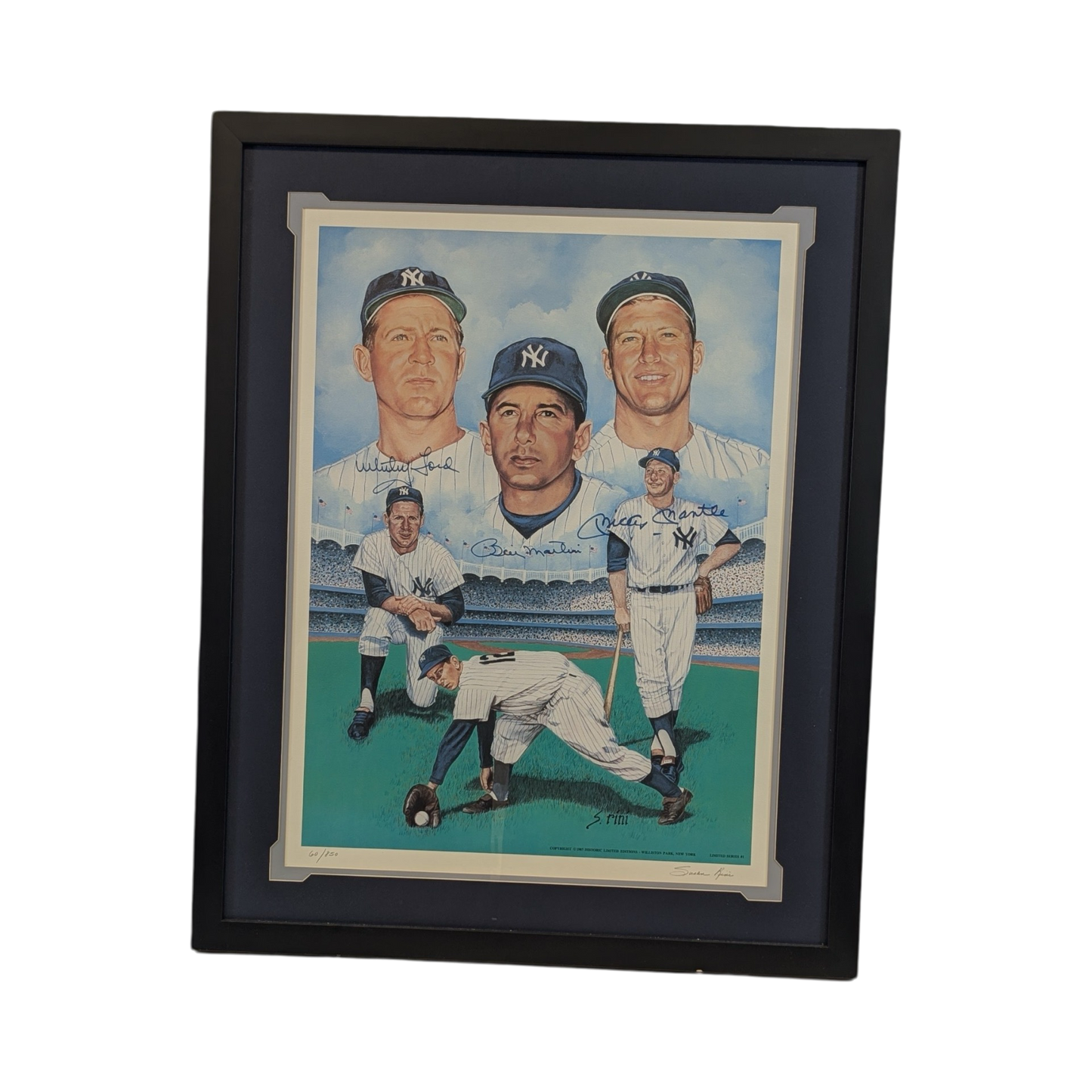 Mickey Mantle, Billy Martin & Whitey Ford Autographed New York Yankees Framed Photo