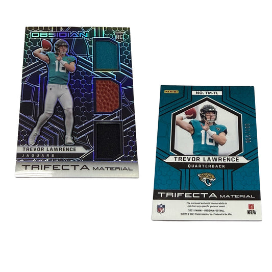 Trevor Lawrence 2021 Obsidian Trifecta Material Triple Patch Rookie /100